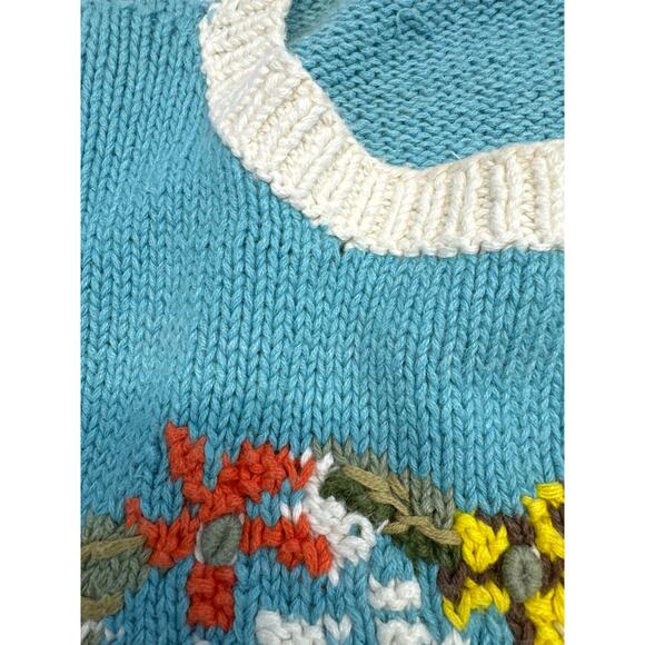 Premiere Designer Collection Vintage Kitted Blue Sweater women sz S - Picture 5 of 5